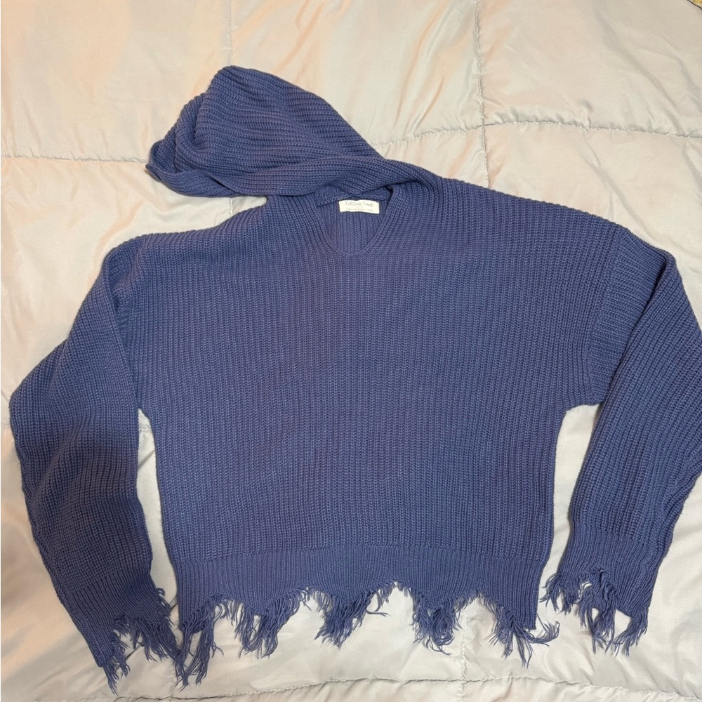 Fringed Blue Sweater